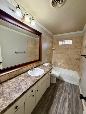 a bathroom with a bathtub
