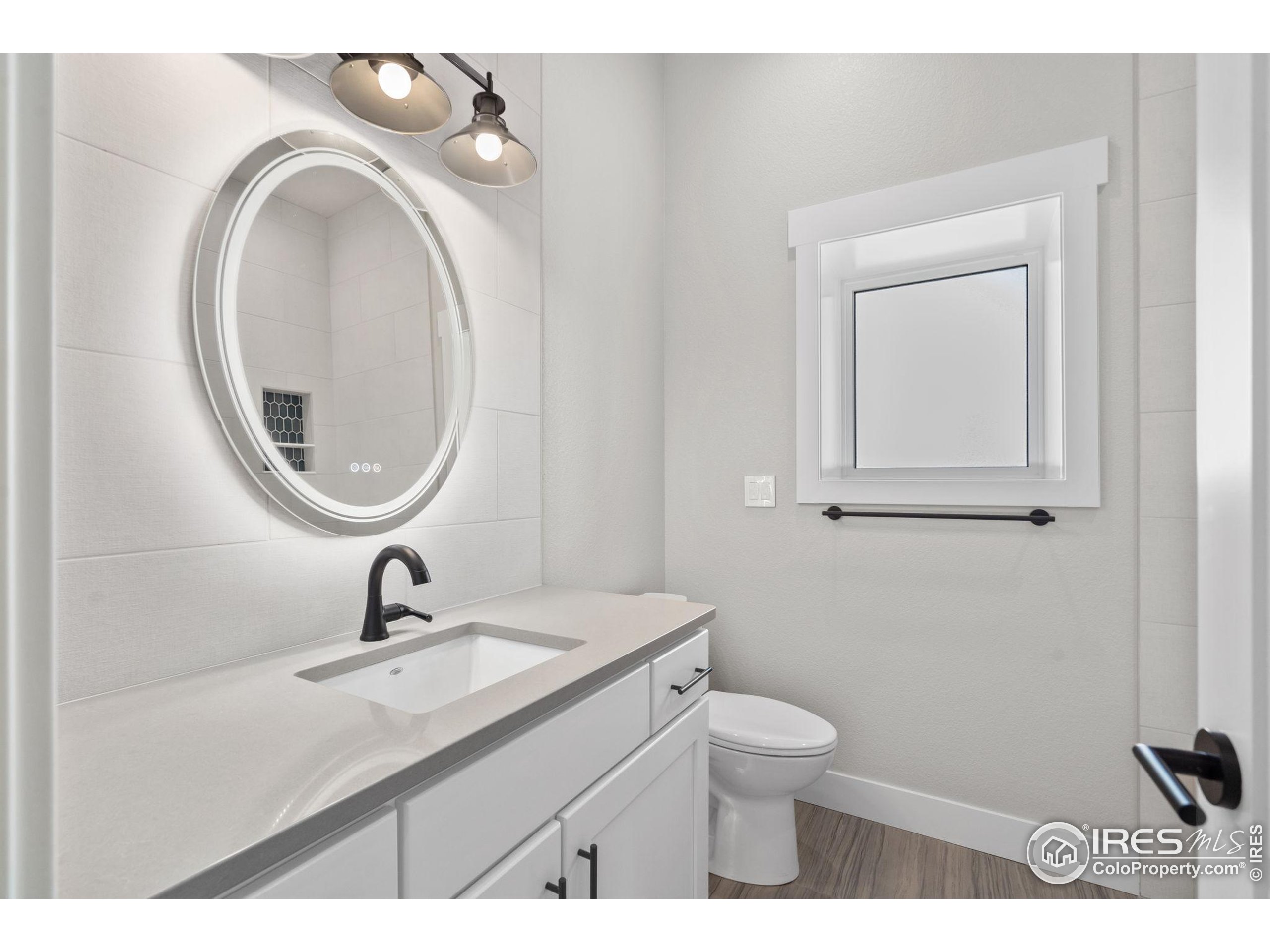 1369 Burt Avenue Berthoud, CO 80513 - Photo 26 of 41 a bathroom with a toilet sink and mirror