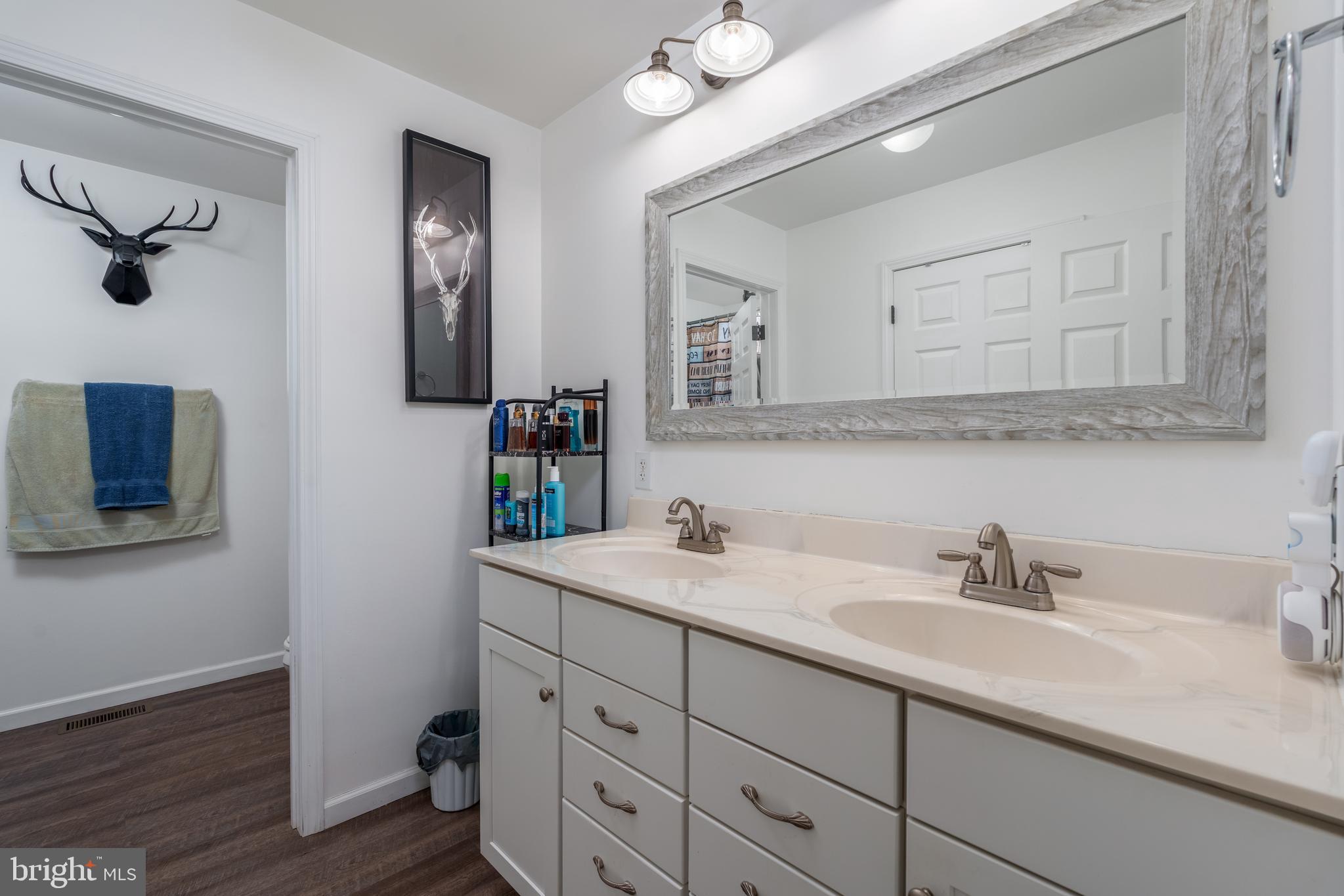 158 Main Street Hartly, DE 19953 - Photo 15 of 31 a bathroom with a double vanity sink and a mirror