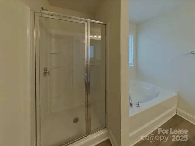 a bathroom with a bathtub