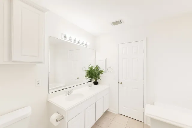a bathroom with a bathtub shower sink and mirror