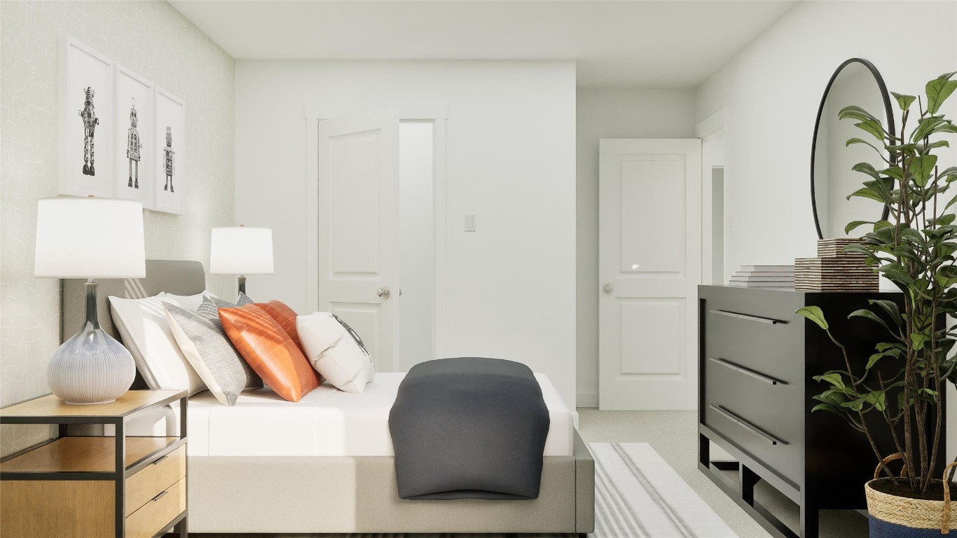 13316 Winton Drive Elgin, TX 78621 - Photo 10 of 35 a bedroom with a bed and a potted plant on the dresser