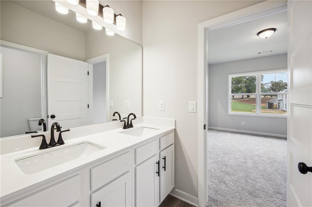 369 Scarlet Rose Way Hoschton, GA 30548 - Photo 36 of 150 a bathroom with a sink and a mirror