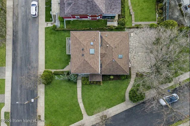 an aerial view of a house