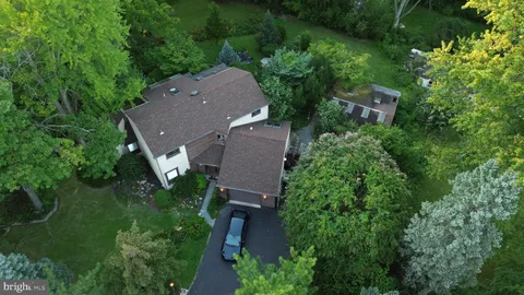 an aerial view of a house
