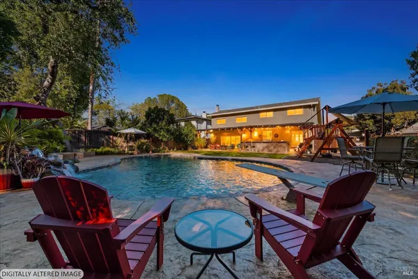 a view of an outdoor seating area