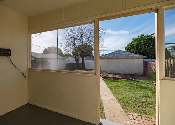 a view of a balcony with an outdoor space