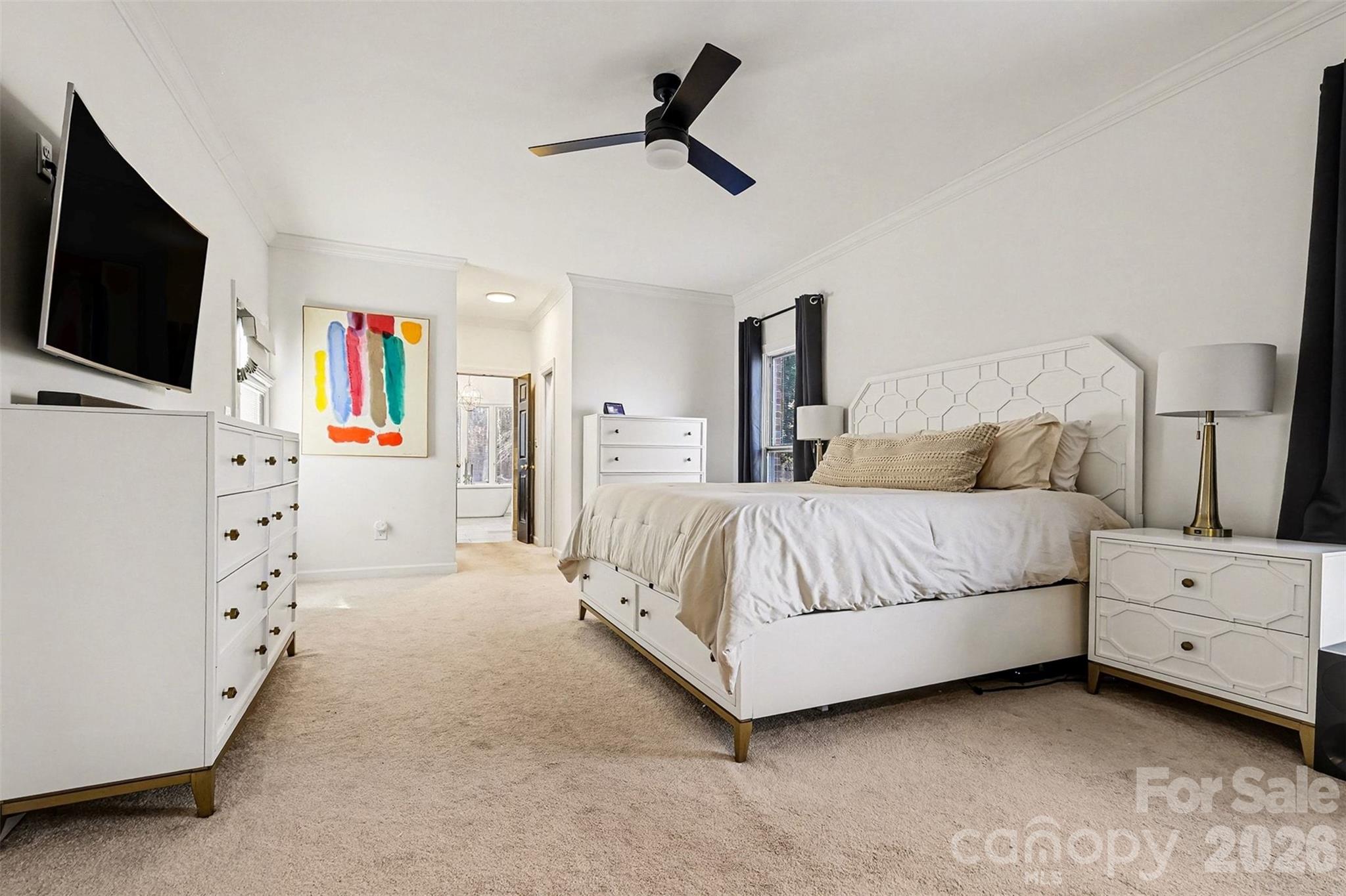 14320 Youngblood Road Charlotte, NC 28278 - Photo 16 of 41 a spacious bedroom with a bed and a flat screen tv