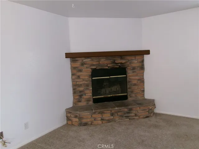a room with a fireplace