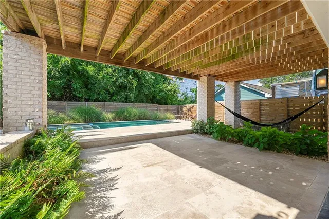 a view of backyard with green space