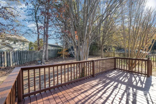 a view of a wooden street from a balcony