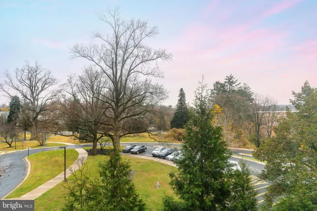 a view of swimming pool with trees and yard