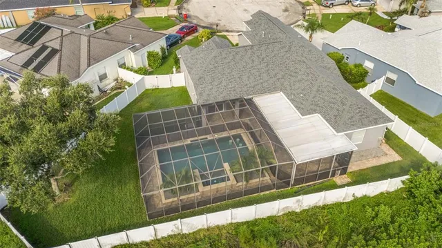 an aerial view of a house