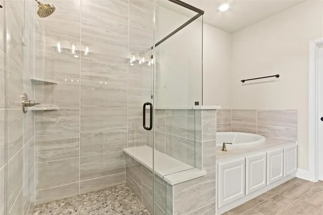 a bathroom with a shower