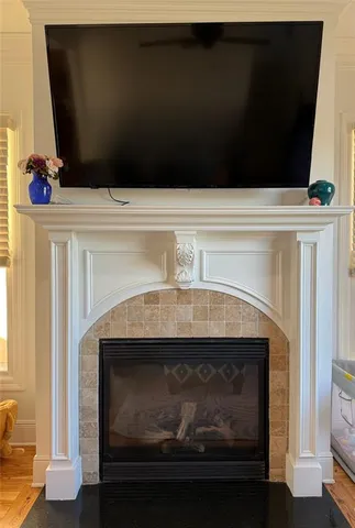 a close view of a fireplace