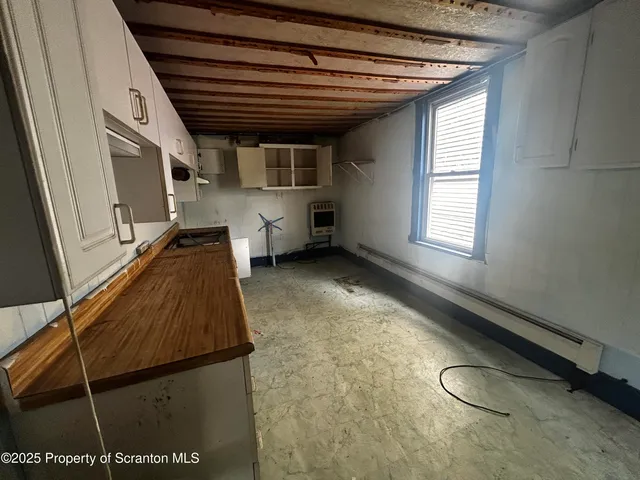 a storage room with stairs