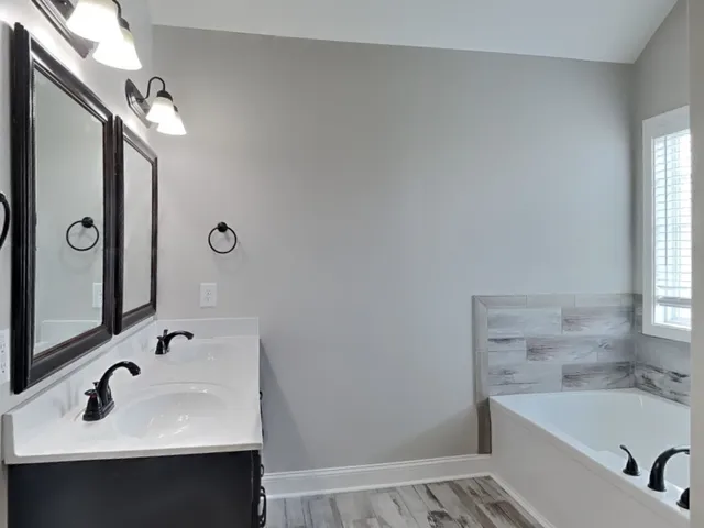 a bathroom with a sink and a bathtub