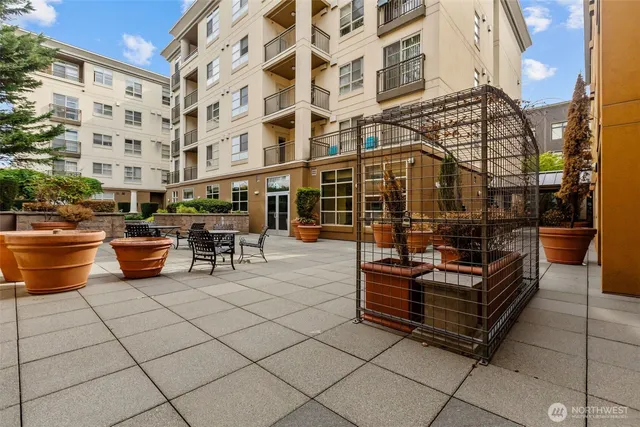 a outdoor space with sitting area