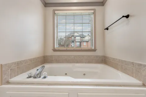 a bathroom with a bathtub