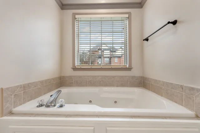 a bathroom with a bathtub