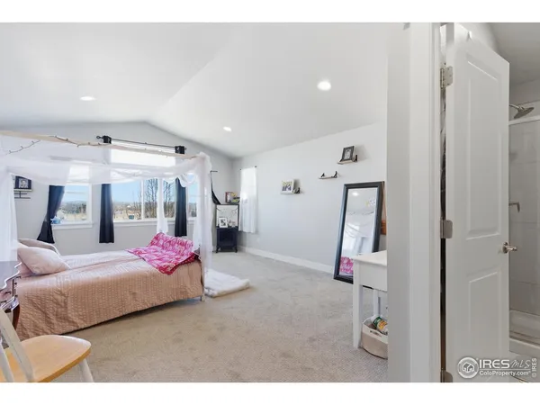 a bedroom with a bed closet and window