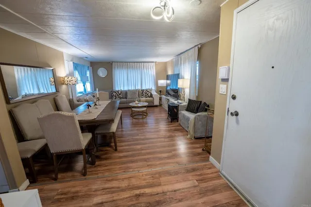 a bedroom with a bed and furniture