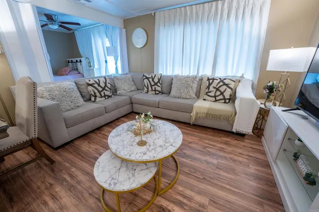 a bathroom with a double vanity sink and mirror