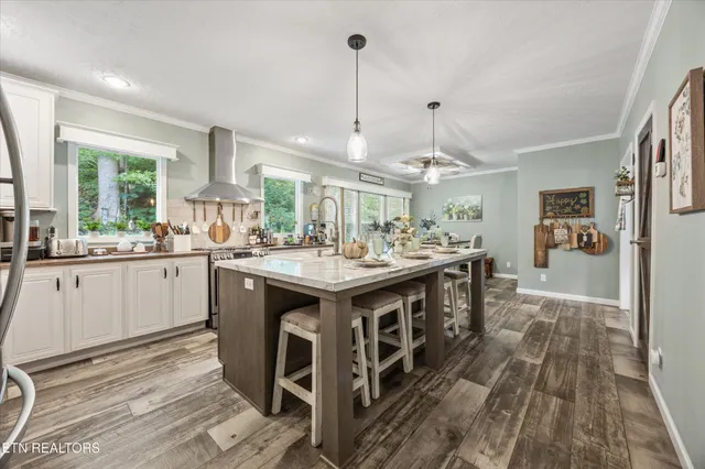 a kitchen with a stove a sink and a refrigerator