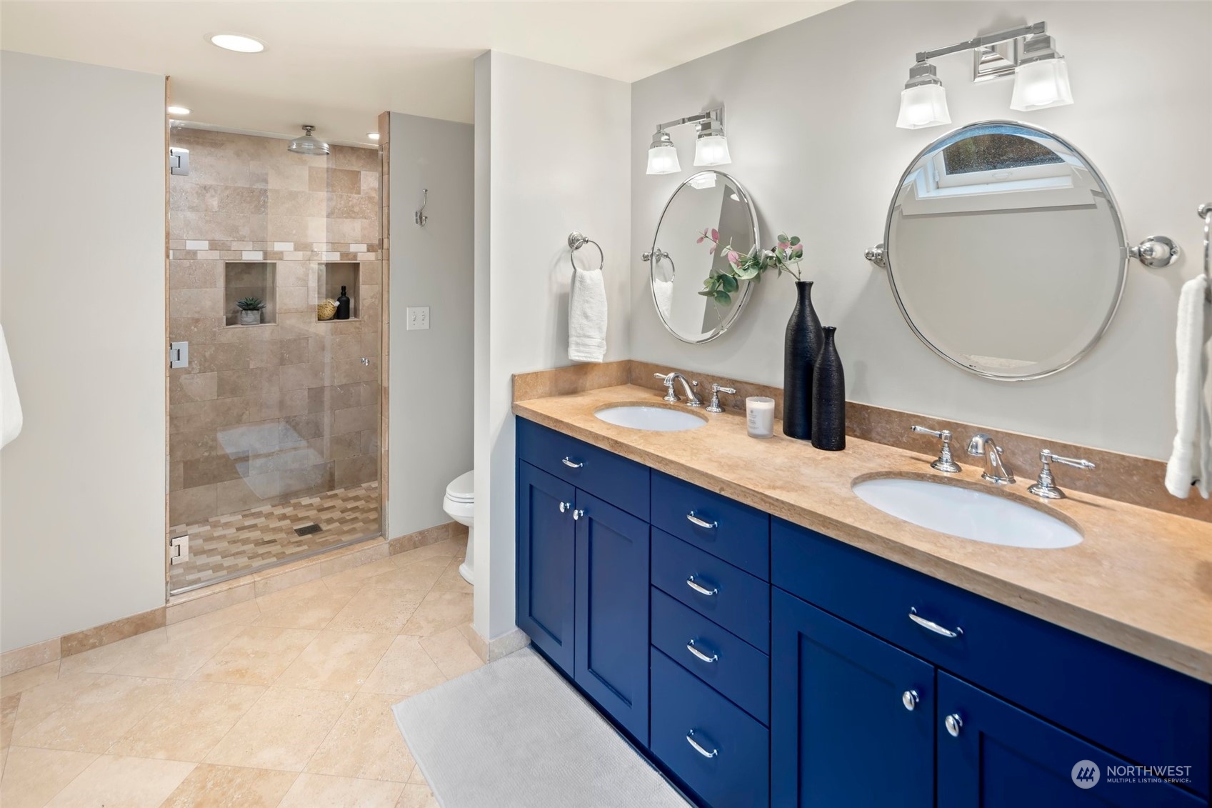 2226 12th Avenue East Seattle, WA 98102 - Photo 21 of 37 a spacious bathroom with a granite countertop double vanity sink mirror and shower