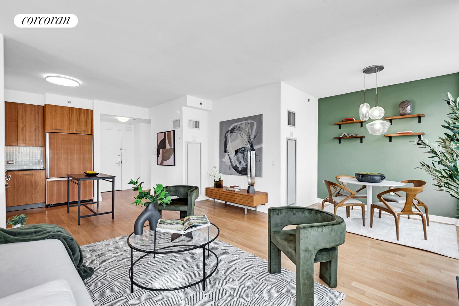 11 East 29th Street, Unit 24C Manhattan, NY 10016 - Photo 4 of 17 a living room with furniture and wooden floor