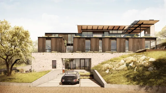 a view of a house with wooden floor