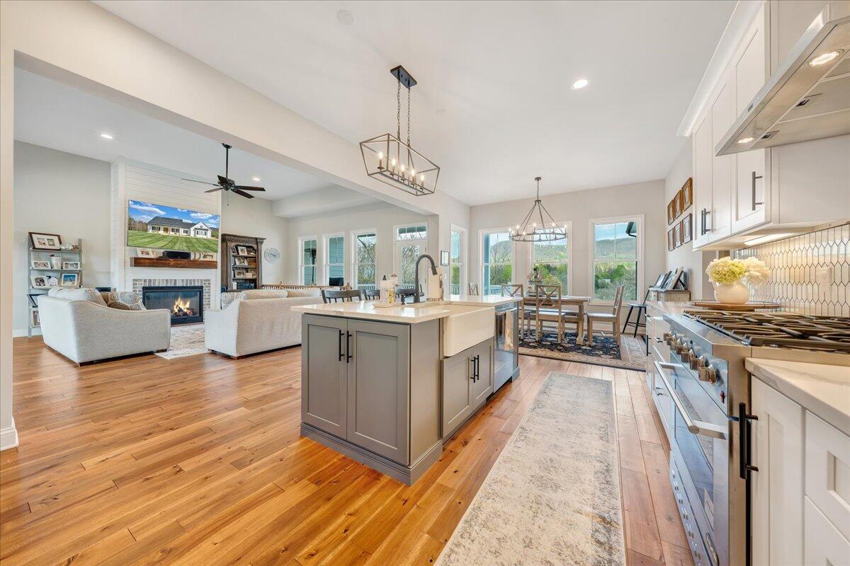 198 Thornblade Way Blue Ridge, VA 24064 - Photo 14 of 78 a large white kitchen with wooden floors and stainless steel appliances
