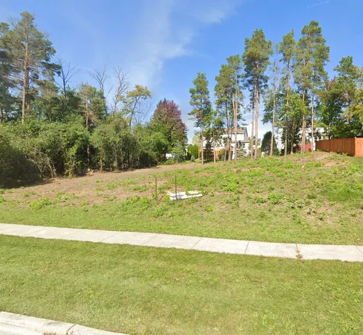a view of a yard with an trees