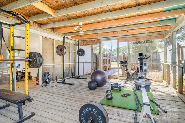 a room with gym equipment