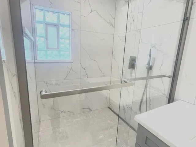 a bathroom with a shower