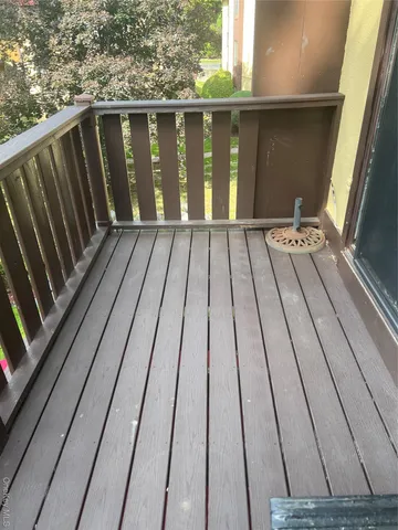a view of wooden balcony