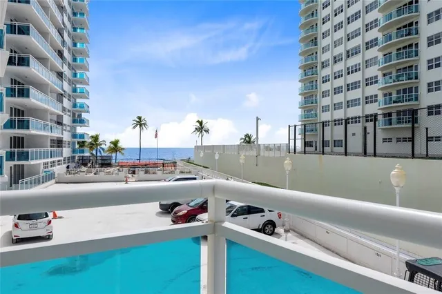 a view of a city from a balcony