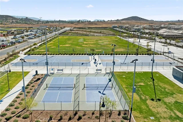 a view of a swimming pool with a lake
