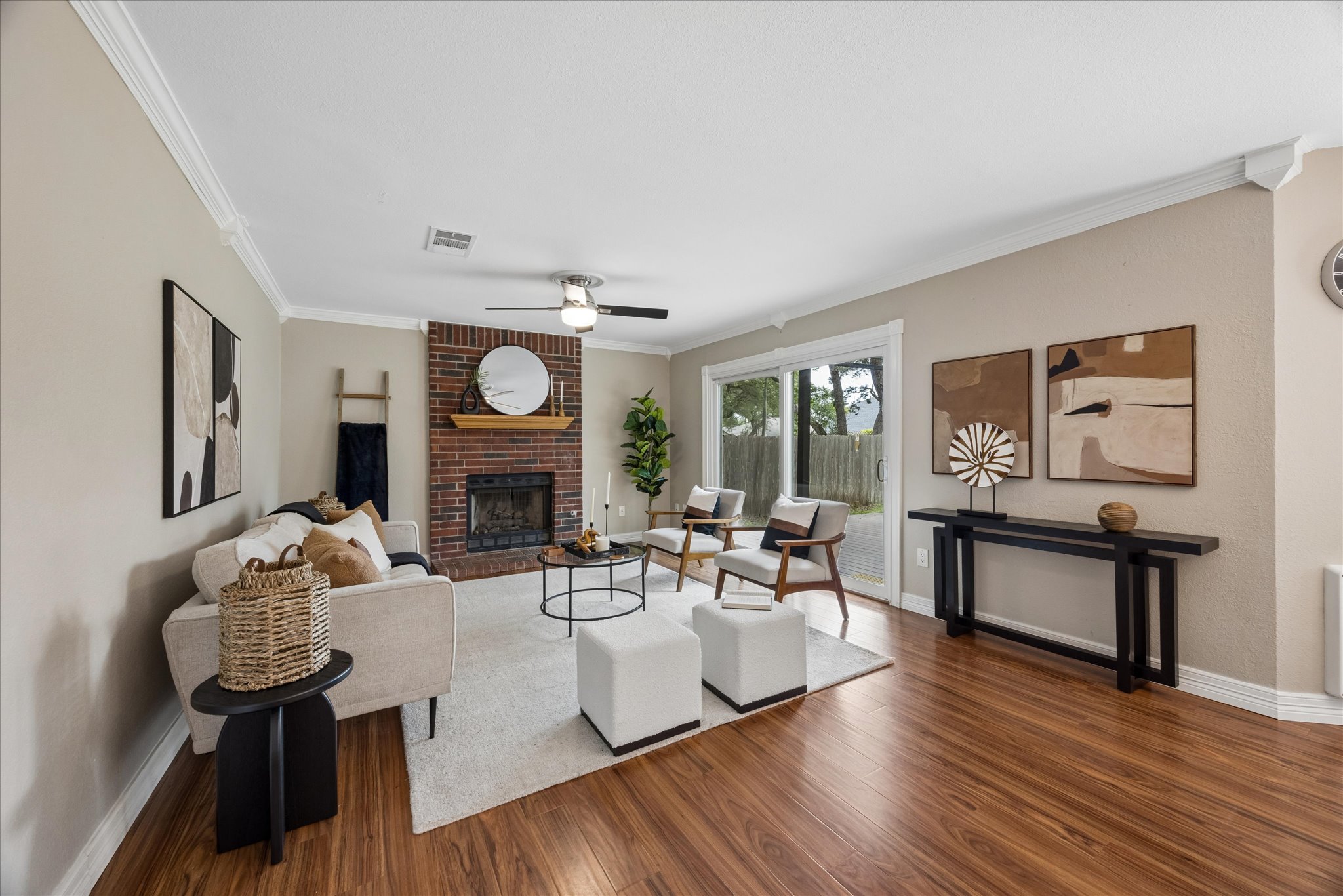 1306 Shady Grove Path Cedar Park, TX 78613 - Photo 10 of 40 a living room with fireplace furniture and wooden floor