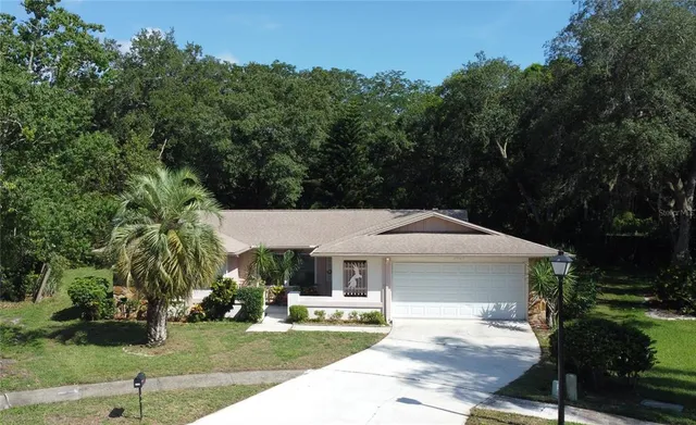a aerial view of a house with garden