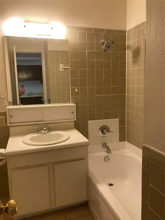 a bathroom with a bathtub