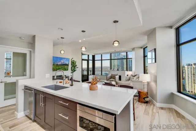 a kitchen with lots of counter top space