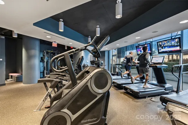 a view of a room with gym equipment