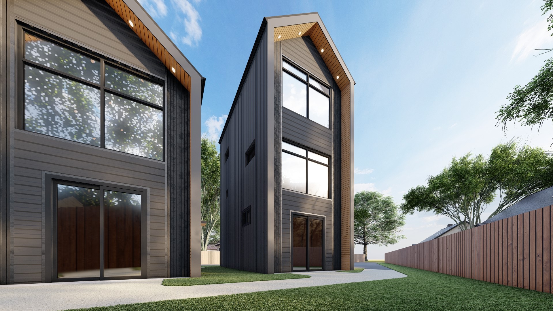 605 East 55th Street, Unit 6 Austin, TX 78751 - Photo 2 of 12 Modern three-story featuring sleek vertical siding, large windows, and warm wood accents. Stylish design with landscaped walkways and plenty of natural light.