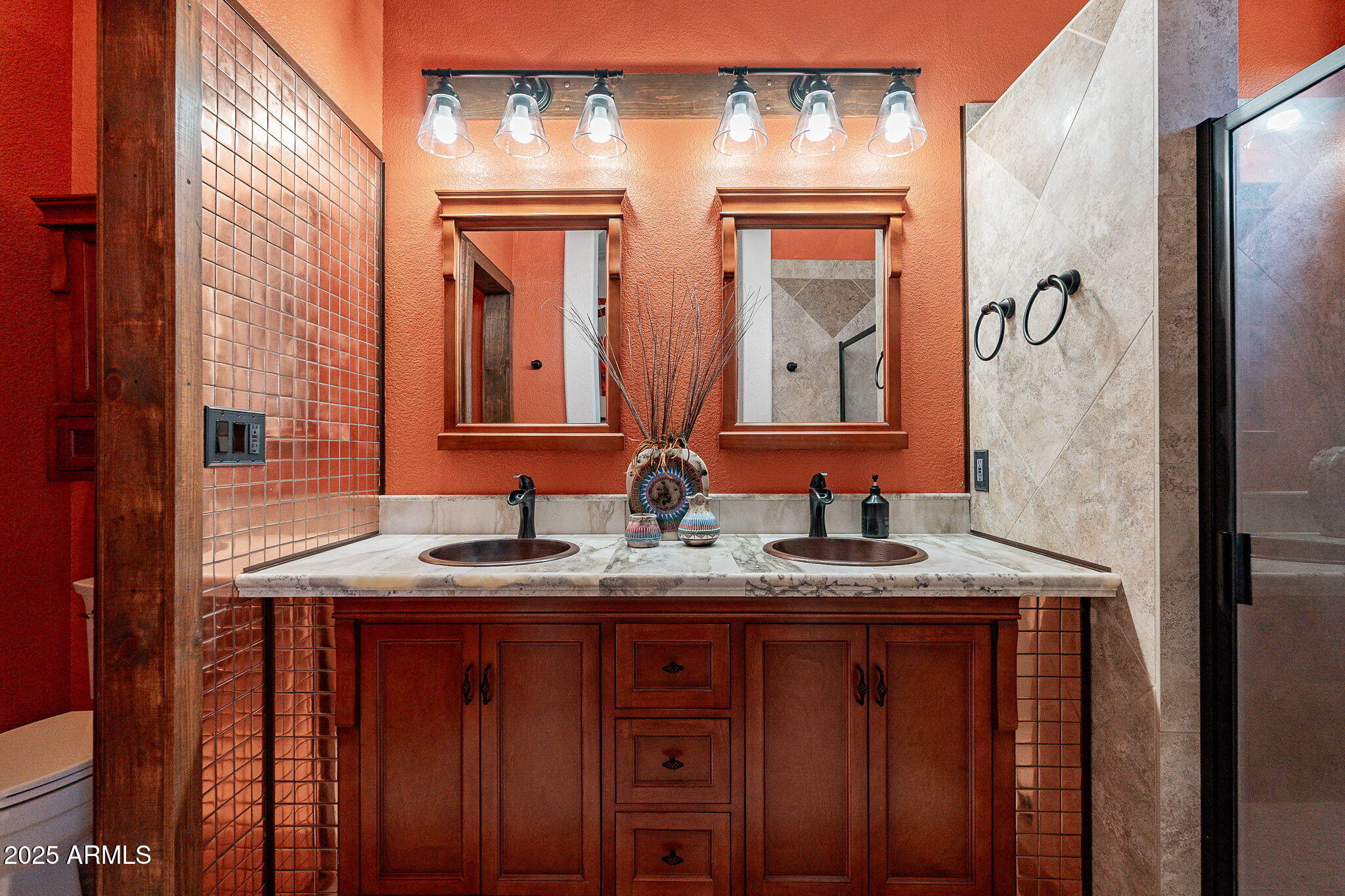4333 South Pony Rider Trail Gold Canyon, AZ 85118 - Photo 33 of 54 a bathroom with a granite countertop sink and a mirror
