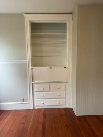 a view of a small space built with hardwood