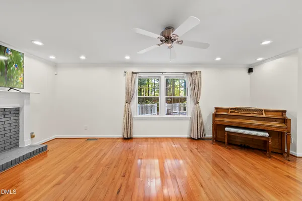 a living room with a large window