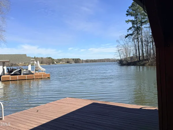 a view of a lake with outside space