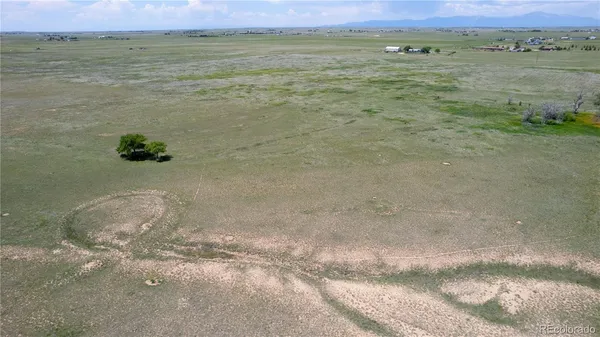 a view of a field with an ocean view