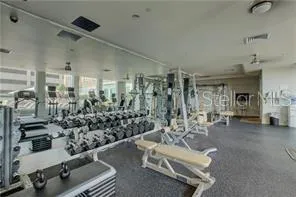 a view of a room with gym equipment